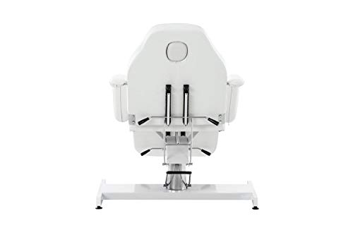 Camilla de Estética Hidráulica V2 Tapizada en Cuero Sintético I Camilla sillón de Masaje I Silla Dentista Regulable I Silla Tumbona con Repo, Color:Blanco