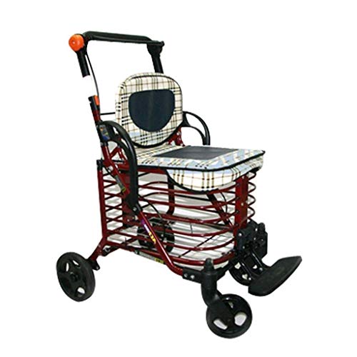 Caminantes para personas mayores WALKING WALKER LUCKRIGHT Rollator Walker Doblando el rodillo de cuatro ruedas Walker con asiento acolchado, Movilidad ajustable en altura Ayuda for caminar, Mango ergo