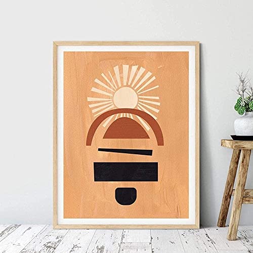 Cartel geométrico impresión abstracta mediados de siglo beige arco cartel escandinavo cuadro sobre lienzo para pared cuadro de pared