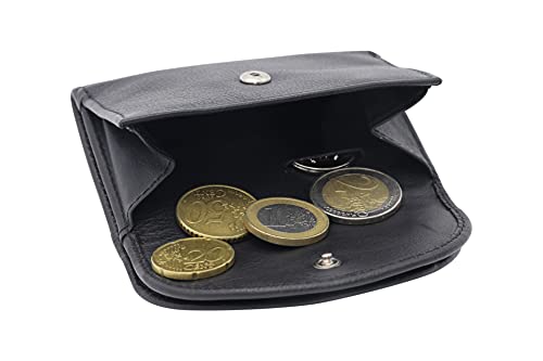 Cartera RFID Protección de información privada Cartera con Bloqueo RFID pequeña para señores Monedero para señoras LEAS, Piel auténtica, Negro - ''LEAS Mini-Edition''