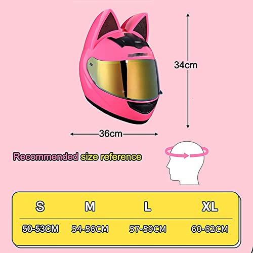 Cascos Integrales De Motocicleta Bluetooth Con Orejas De Gato Hombres Mujeres Cascos Integrales Con Visera Abatible Casco De Protección Aprobado Por ECE Con Máscara Guante Gratis C2, L=57-59CM