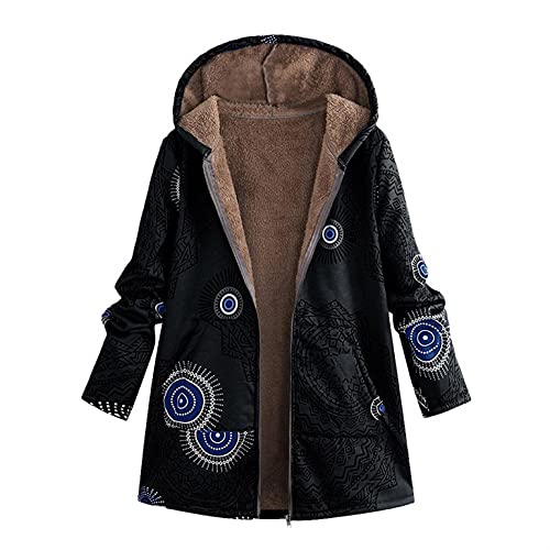 Chaqueta De Felpa con Capucha Estampada De Ocio De Invierno para Mujer MáS Chaqueta Suave De Lana Abrigo Blusas Tops