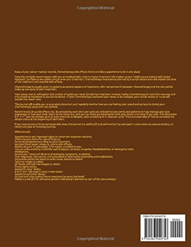 Chemo Medical Records for Chemotherapy: Journal Organizer for Cancer Patients: After Side Effects Symptoms Tracker Cycle Charts & Important Appointments Planner Diary Notebook (for Chemo Patients)