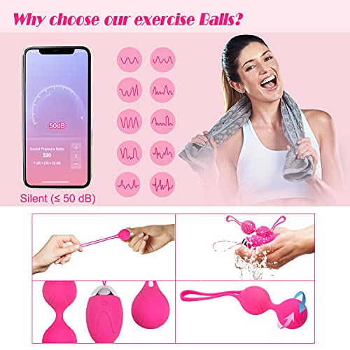 CKSOHOT Bolas Chinas Suelo Pelvico de la Salud, 3 en 1 Bolas Chinas Mando con Diferentes Pesos Bolas Ejercicios para Fortalecer el Musculo Pélvico Masajeador Ejercitador Suelo Pelvico para Mujer, Rosa