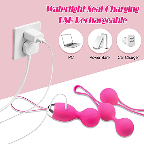 CKSOHOT Bolas Chinas Suelo Pelvico de la Salud, 3 en 1 Bolas Chinas Mando con Diferentes Pesos Bolas Ejercicios para Fortalecer el Musculo Pélvico Masajeador Ejercitador Suelo Pelvico para Mujer, Rosa