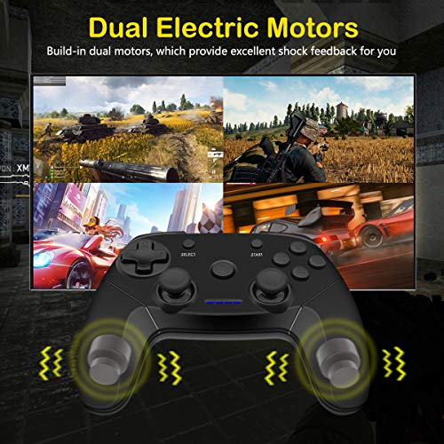 Clevo Mando para PC, Mando PC Gaming 2.4G Bluetooth Mando Inalámbrico Vibración Dual Compatible para PC/PS3/Android/TV Box (Negro)