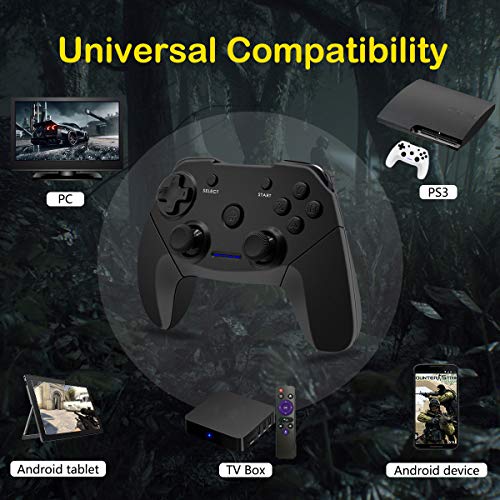 Clevo Mando para PC, Mando PC Gaming 2.4G Bluetooth Mando Inalámbrico Vibración Dual Compatible para PC/PS3/Android/TV Box (Negro)