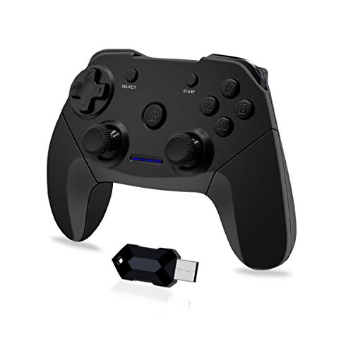 Clevo Mando para PC, Mando PC Gaming 2.4G Bluetooth Mando Inalámbrico Vibración Dual Compatible para PC/PS3/Android/TV Box (Negro)