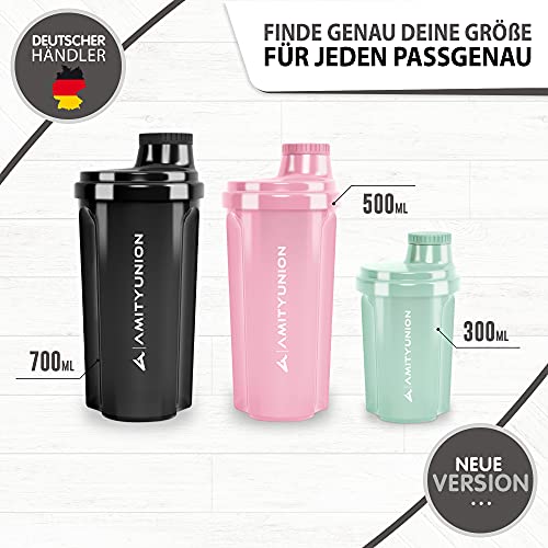 Coctelera de proteínas 300 ml "Heaven" a prueba de fugas, sin BPA con tamiz y escala que se pueden hacer clic para batidos cremosos de suero, mezclador de proteínas, original en Negro rojo