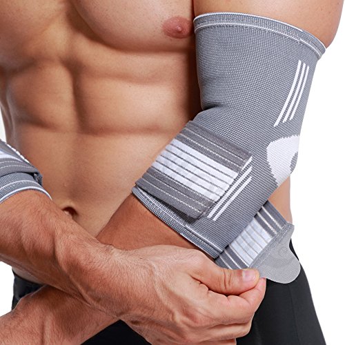 Codera ancha de sujeción (1 Par) - Tejido ligero, elástico y transpirable - Tira de compresión ajustable - Marca Neotech Care - Gris (Talla L)