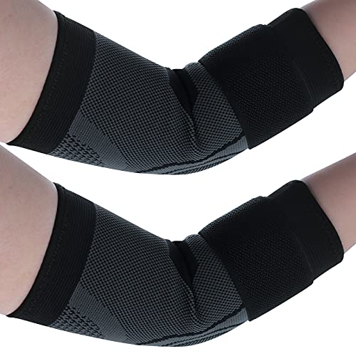 Codo Soporte Brace, 1 Par Coderas de compresión Manga del Brazo Codera de Compresión Protector de Brazo de Compresión para Aliviar el Dolor en las Articulaciones, el Deporte y el Codo de Tenista L