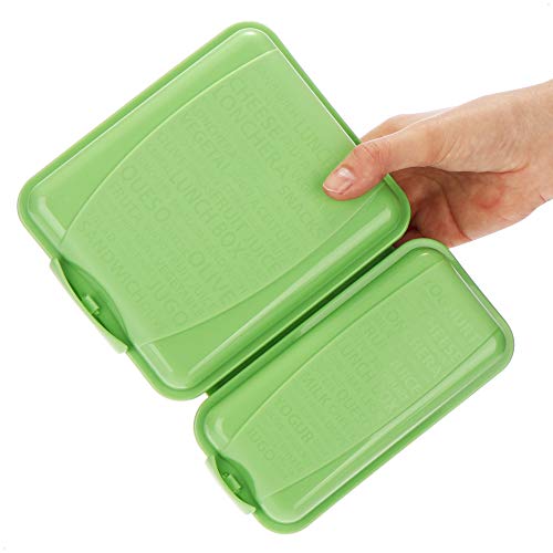 COM-FOUR® 2x Fiambrera con dos compartimentos separados - Fiambrera para llevar, con cubiertos, cuchillo y tenedor en la tapa (2 piezas - azul verde)