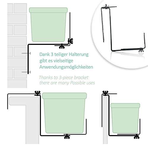 com-four® 4X Soporte para jardineras para barandas y barandillas de balcón - Soporte para jardineras universalmente Adecuado y Ajustable (4 Piezas - Antracita)