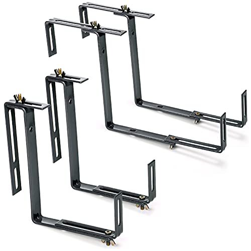 com-four® 4X Soporte para jardineras para barandas y barandillas de balcón - Soporte para jardineras universalmente Adecuado y Ajustable (4 Piezas - Antracita)