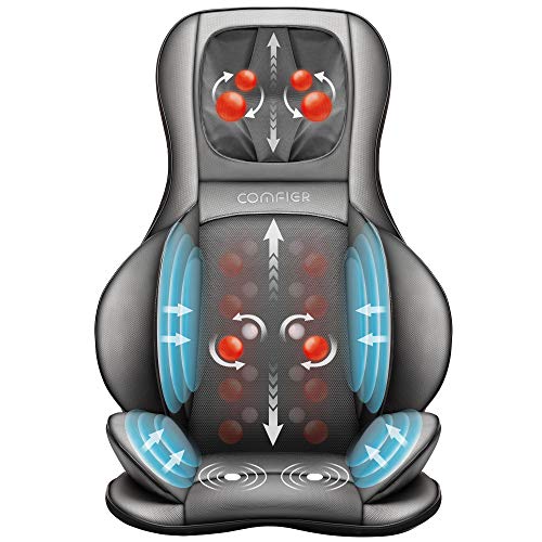 Comfier Masajeador de espalda y cuello con calor - Asiento de masaje Shiatsu con compresión, Silla de masaje de amasamiento para espalda, cuello y hombros, alivio del dolor