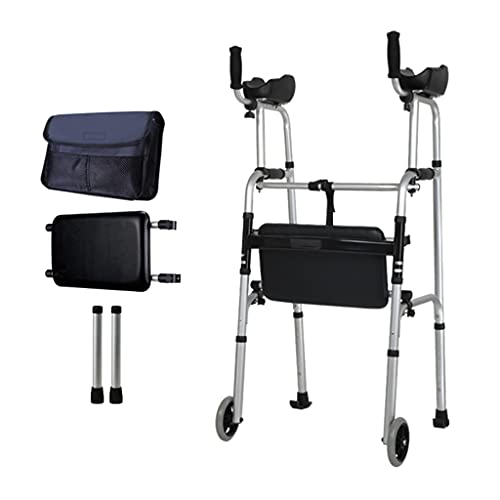 con Asiento,Andador De Bipedestación,Plegable Movilidad Ayuda A Caminar,2 Ruedas,Andador para Ancianos Sin Ruedas,Material:aleación De Aluminio Puede Soportar 400ib
