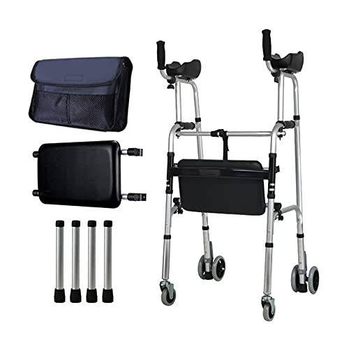 con Asiento,Andador De Bipedestación,Plegable Movilidad Ayuda A Caminar,2 Ruedas,Andador para Ancianos Sin Ruedas,Material:aleación De Aluminio Puede Soportar 400ib