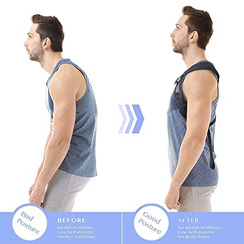 Corrector de postura Corrector de postura para mujeres Hombres Alivia la parte superior de la espalda Hombros Dolor Corrige la mala postura Soporte de clavícula Soporte ajustable Soporte ortopédico