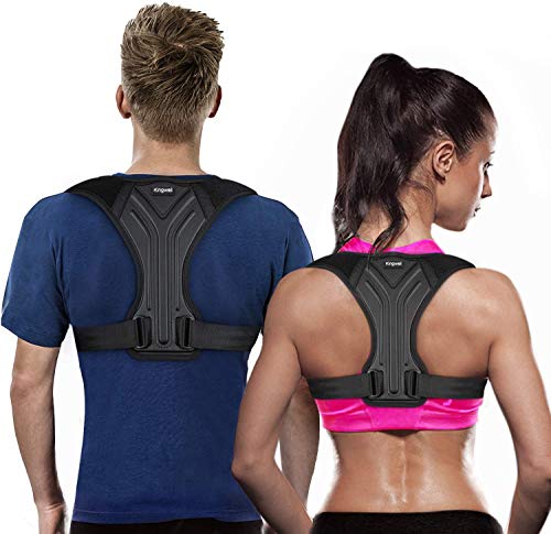 Corrector de postura para hombres y mujeres - Soporte enderezador de espalda ajustable, cómodo entrenador de postura para alineación de la columna vertebral y alivio del dolor, L, Negro