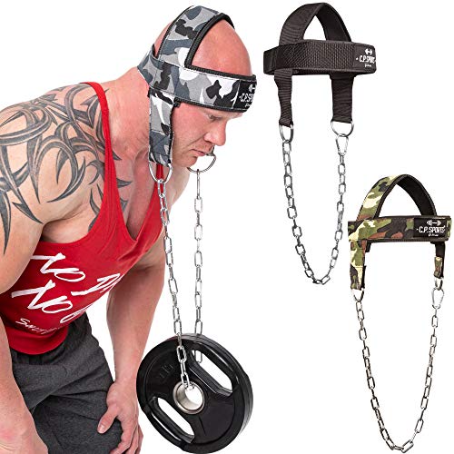 C.P. Sports - Aparato de Entrenamiento para la Cabeza y el Cuello (Talla única, con Cadena Ajustable), Color Negro