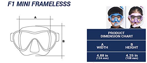 Cressi F1 Small Mask, Maschera Subacquea Monovetro Temperato del Tipo Frameless, Dimensioni ridotte Bambina, Rosa, S