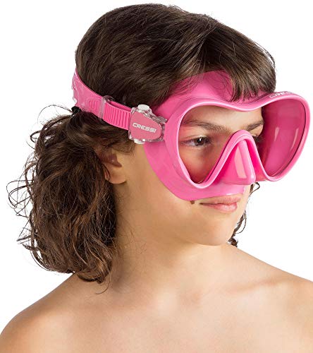 Cressi F1 Small Mask, Maschera Subacquea Monovetro Temperato del Tipo Frameless, Dimensioni ridotte Bambina, Rosa, S