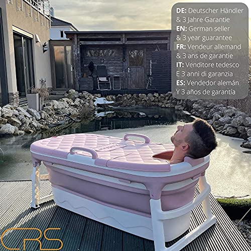 CRS Bañera plegable para adultos XXL 138 x 62 x 52 cm [nueva] | Bañera móvil plegable ideal para pequeños baños | Plegable | Bañera portátil plegable para colocar de pie (marrón, 138 cm)