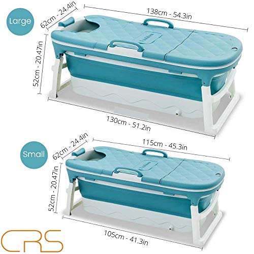 CRS Bañera plegable para adultos XXL 138 x 62 x 52 cm [nueva] | Bañera móvil plegable ideal para pequeños baños | Plegable | Bañera portátil plegable para colocar de pie (marrón, 138 cm)