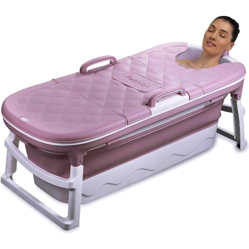 CRS Bañera plegable para adultos XXL 138 x 62 x 52 cm [nueva] | Bañera móvil plegable ideal para pequeños baños | Plegable | Bañera portátil plegable para colocar de pie (marrón, 138 cm)