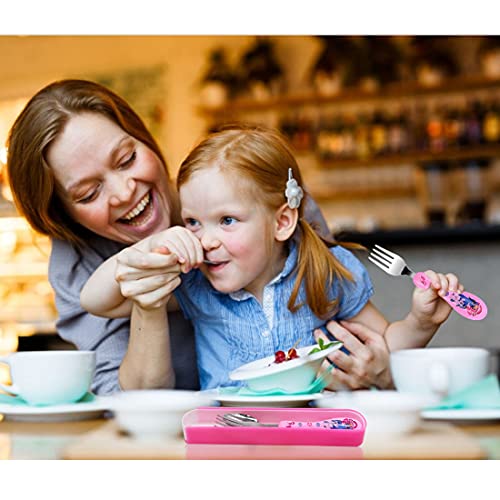 Cubertería infantil - Tomicy 4 piezas Dibujos animados de disney Juego de Cubiertos Bebe para niños de Acero Inoxidable para Niños con Tenedor Cuchar