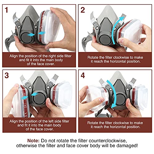 Cubierta para la cara del polvo, para pintura, polvo, partículas, pulido a máquina, soldadura y otra protección del trabajo, con gafas de seguridad y 8 paquetes de filtro de algodón