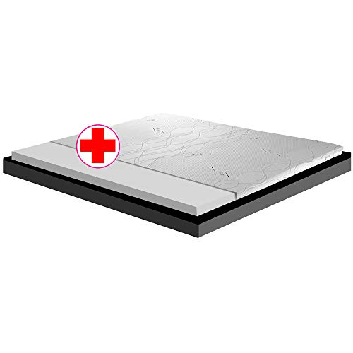 Cubrecolchón muy rígido, corrector ortopédico para colchón de caucho espuma de 6 cm de altura, tejido hipoalergénico desenfundable, 4 lados de plata - ortopédico individual 80 x 190 cm