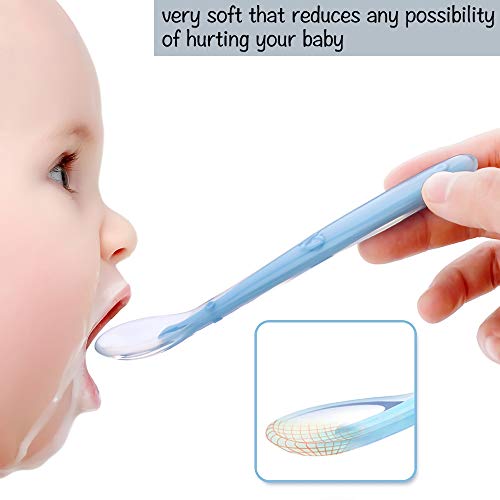 Cuchara Silicona Bebe, ZoneYan Cucharas de Alimentación para Bebés, Cuchara Bebe Aprendizaje, Suaves, para Bebé Infantil 4 Meses +, 4 Piezas