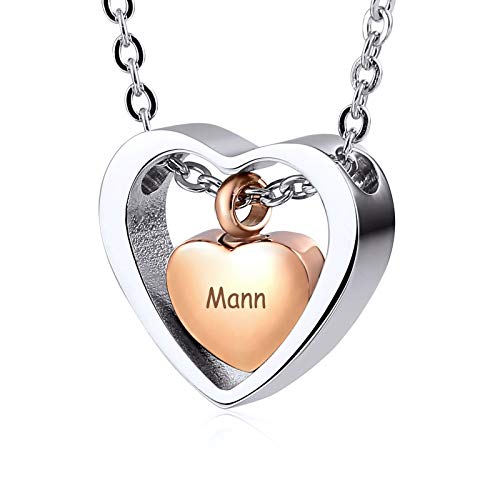 Daesar Collares Grabados,Colgante Urna Cenizas,Grabado Mann Colgante Cenizas Acero Oro Rosa