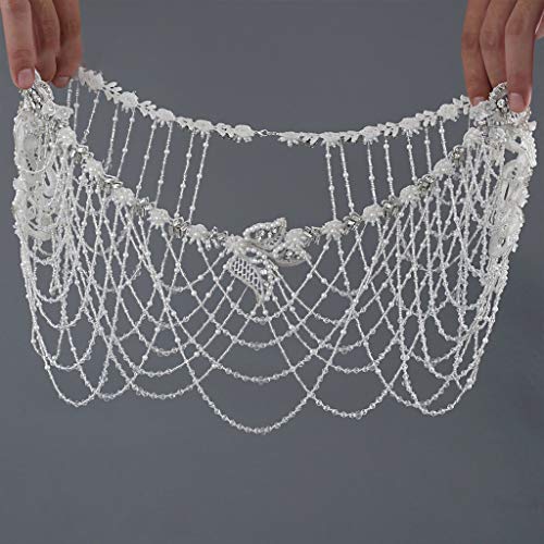 DAIMANPU Cuerpo de Perlas Collar Llamativo Cadena de Abalorios de Cristal Collar de Babero Chal de Hombro