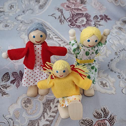 daiyanjing Happy Doll Family Miniatura 8 Personas Conjunto de Juguete Muñecas articuladas de Madera Niños Muppet Juguetes de simulación Personajes Vestidos con Cuentos