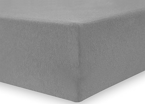 DecoKing 200x220-220x240 cm Sábana Bajera Ajustable 100% Algodón Jersey Acero Nephrite Collection