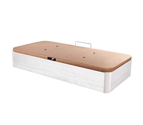 DHOME Canape Abatible Tapizado 3D Grosor 30mm con Apertura Lateral 4 válvulas Maxima Calidad Esquinas canapé Madera (135x190, Ártico Ap. Lateral)