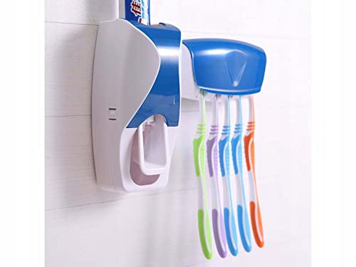 Dispensador automático de Pasta de Dientes con portacepillos . Organiza Tus cepillos de Dientes y aprovecha con el dispensador al Maximo la Pasta de Dientes. Ideal para niños y Adultos (Azul)