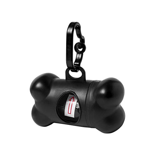 Dispensador bolsas cacas perro , Portabolsas excrementos perros , Porta bolsitas caca para mascotas con forma de hueso , Accesorios para Mascotas (Negro)