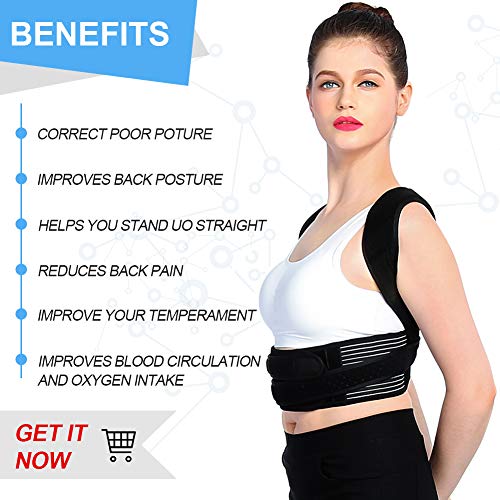 Doact Corrector de Postura Brace Clavícula Apoyo de Espalda Superior de la Espalda Hombro Adelante Cabeza Cuello Correas de Ayuda, Mejorar y Corregir la Mala Postura para Mujeres y Hombres L(35"-45")