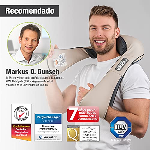 Donnerberg Masajeador espalda y cuello Masajeador Cervical con Calor Infrarrojo alivia contracturas reduce el estrés 7 AÑOS DE GARANTÍA Calidad Alemana