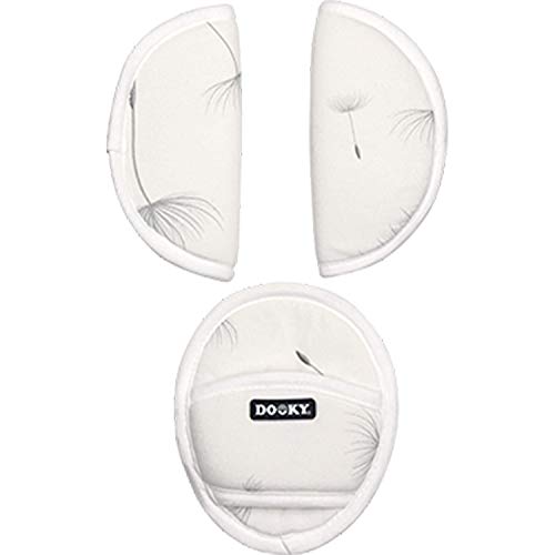 Dooky Universal Pads Dandelion Protectores de cinturón de seguridad para portabebés y silla de coche (para arneses de 3 y 5 puntos, grupo de edad 0+, para la mayoría de las marcas), Blanco, 126730