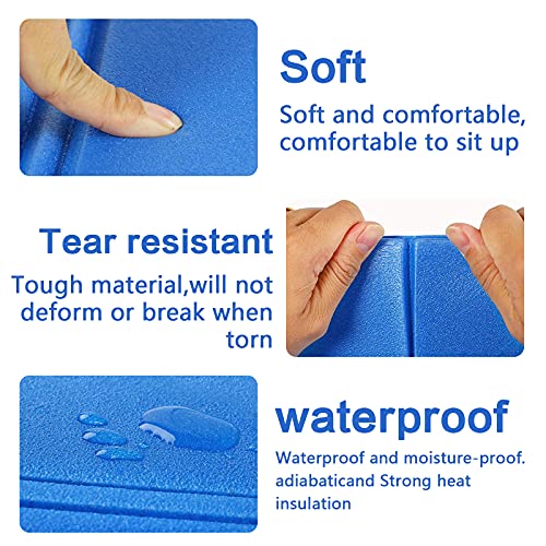 DOSMUNG Plegable Almohadilla, XPE Espuma Cojín, Impermeable Térmico Aislante Plegables Almohadilla, Portátil Aire Libre Cojines Asiento, para Parque,Picnic, Acampa, Senderismo ( 2pcs, Rojo y Azul )