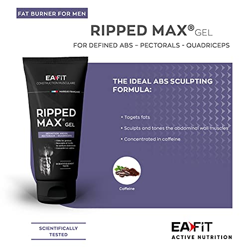 Eafit Ripped Max Gel, Define Abdominales, Pectorales y Cuádriceps, Científicamente Probado, Esculpe y Tonifica, Quema Grasa, Efecto Cubo de Hielo, Cafeína, Té Verde y Guaraná, 200 ml