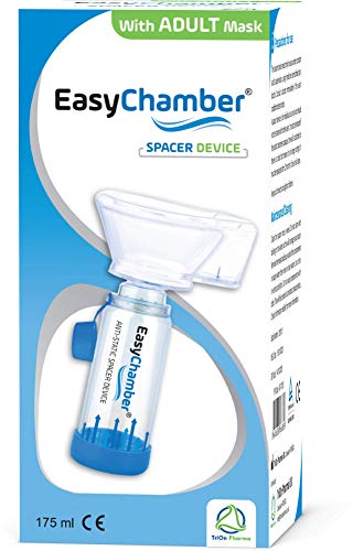 EasyChamber Dispositivo espaciador antiestático con máscara para adultos, cámara de inhalador, uso con inhalador de dosis medida, sin BPA ni látex