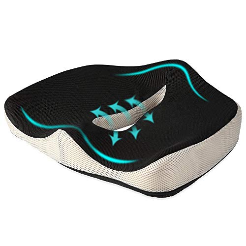 Ecloud Shop® Silla de Oficina Cojín de Espuma viscoelástica Cojín del cojín del Asiento Antideslizante Coxis Soporte para el Dolor de Cadera Tailbone Dolor de Espalda Ciátic