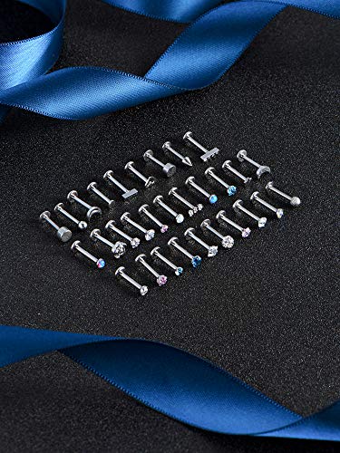 Edelstahl Lip Studs Labret Lip Ringe Knorpel Tragus Piercing Schmuck für Frauen Party Kleid oder Kleidung Passend zu 16 G, 30 Stücke