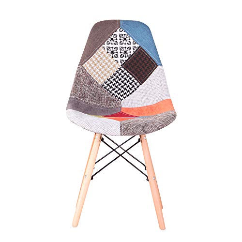 EGOONM Conjunto de 4 Sillas de Comedor de Patchwork Multicolore, Sillas de Sala de Estar de Ocio Sillas con Respaldo de cojín Suave (Rojo)