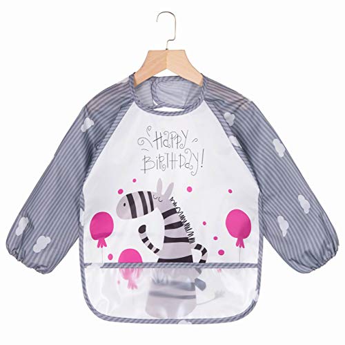 ElecMotive 3pcs Babero con Mangas Impermeable Babero de Manga larga Niños Niñas 8-36 Meses